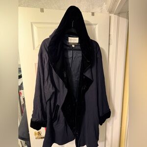 Donna Johnson stunning Vintage Cashmere & Velvet Hooded Jacket With Pants M-XL